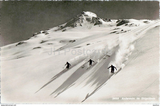 Andermatt - Im Skigelande - skiing - 5658 - old postcard - Switzerland - unused - JH Postcards
