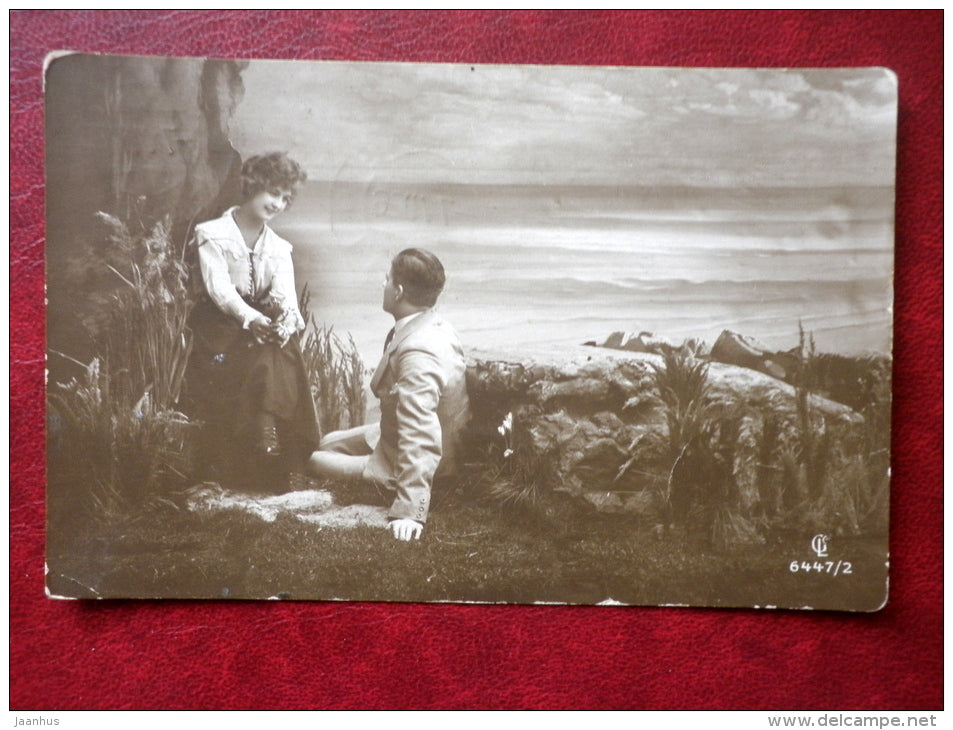 couple in love at sea - photo postcard - 6447/2 - circulated 1926 in Estonia - used - JH Postcards