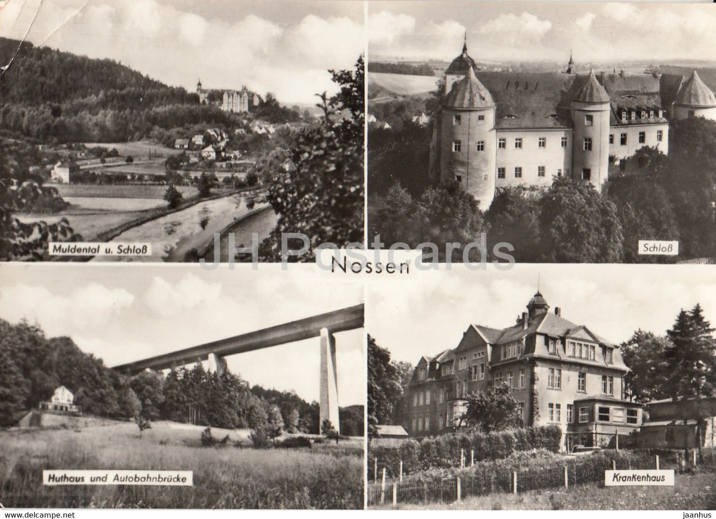 Nossen - Schloss - Muldental - Huthaus und Autobahnbrucke - Krankenhaus - castle - hospital - Germany - used - JH Postcards