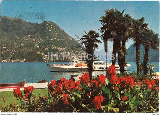 Lugano Quai - passenger boat - 7714 - Switzerland - used - JH Postcards
