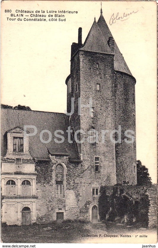 Blain - Chateau de Blain - Tour du Connetable - Cote Sud - castle - 880 - old postcard - 1916 - France - used - JH Postcards