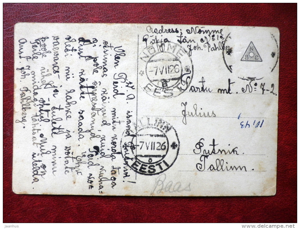 couple in love at sea - photo postcard - 6447/2 - circulated 1926 in Estonia - used - JH Postcards