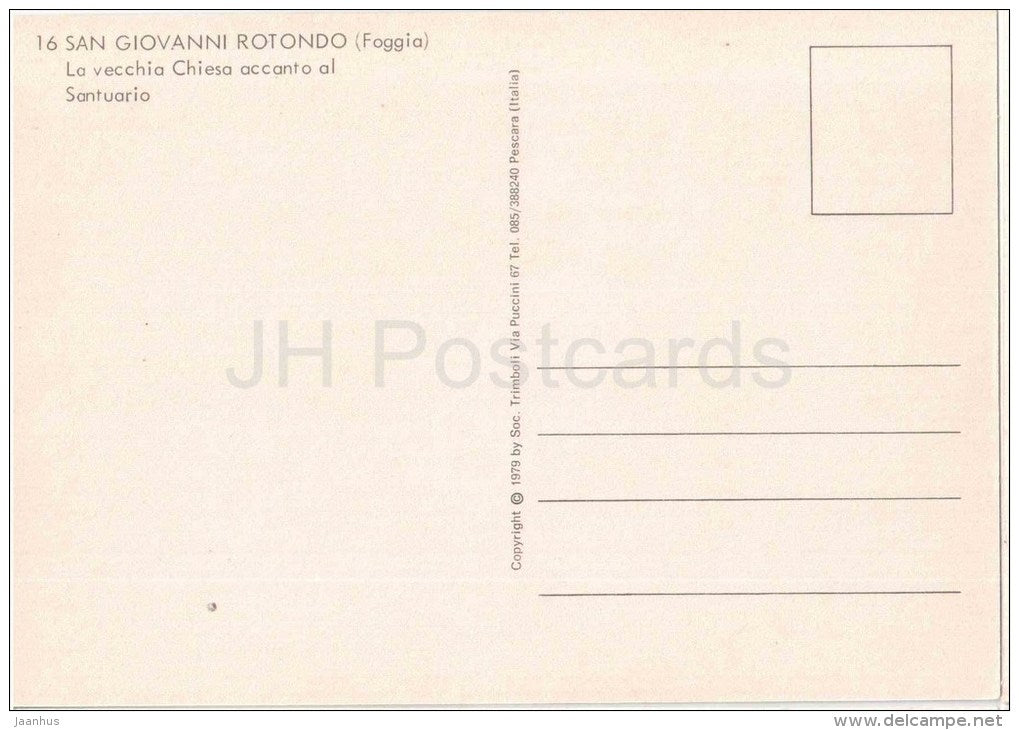 La vecchia Chiesa accanto al Santuario - church - San Giovanni Rotondo - Foggia - Puglia - Italia - Italy - unused - JH Postcards