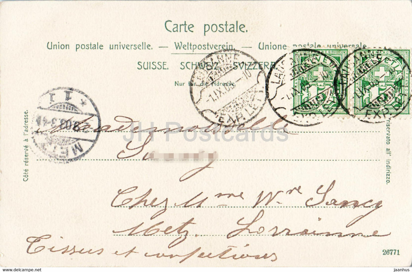 Ouchy - Tour Haldimann - alte Postkarte - 1903 - Schweiz - gebraucht