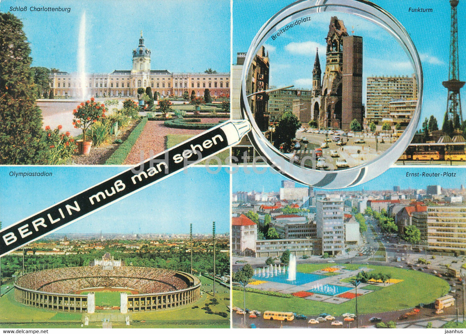 Berlin muss man sehen - Charlottenburg - Funkturm - Olympiastadion - Ernst Reuter Platz - Germany - unused - JH Postcards