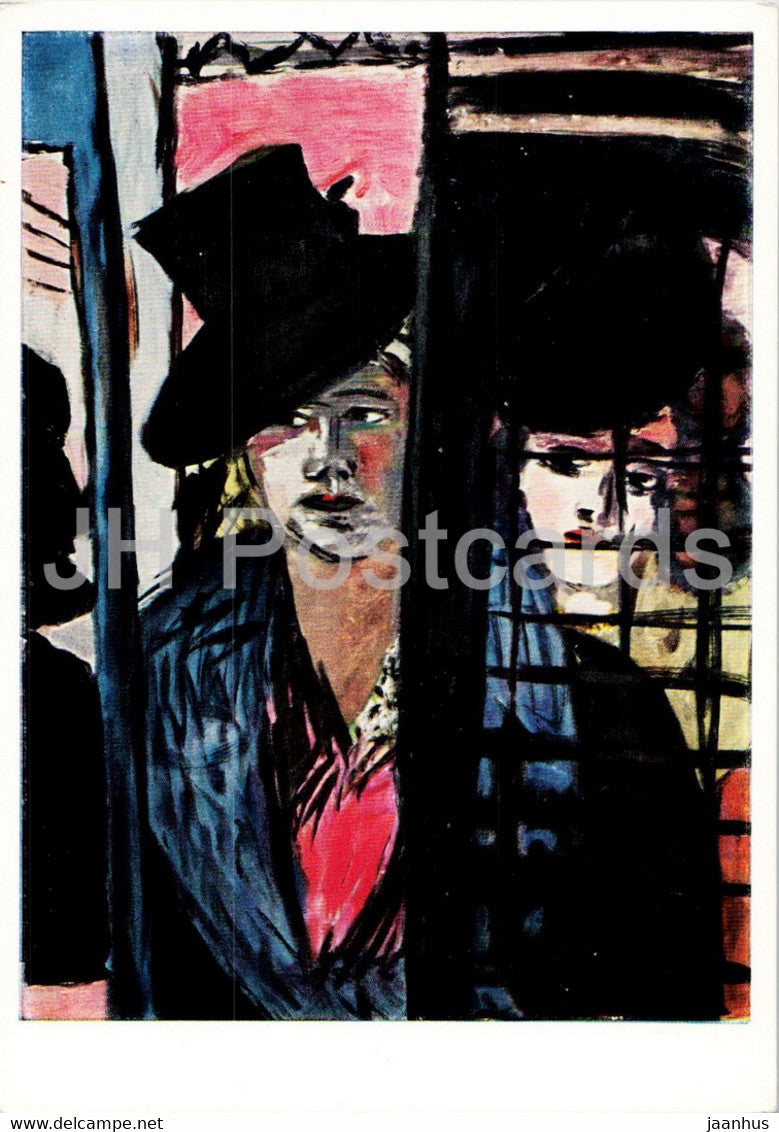 painting by Max Beckmann - Zwei Frauen - Two Women - German art - Germany - used - JH Postcards