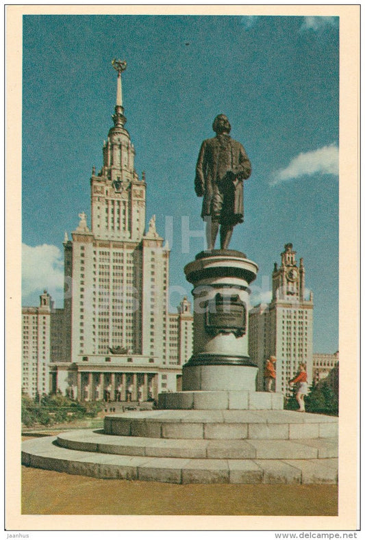 monument to Lomonosov near University Moscow - Moscow - old postcard - Russia USSR - unused - JH Postcards