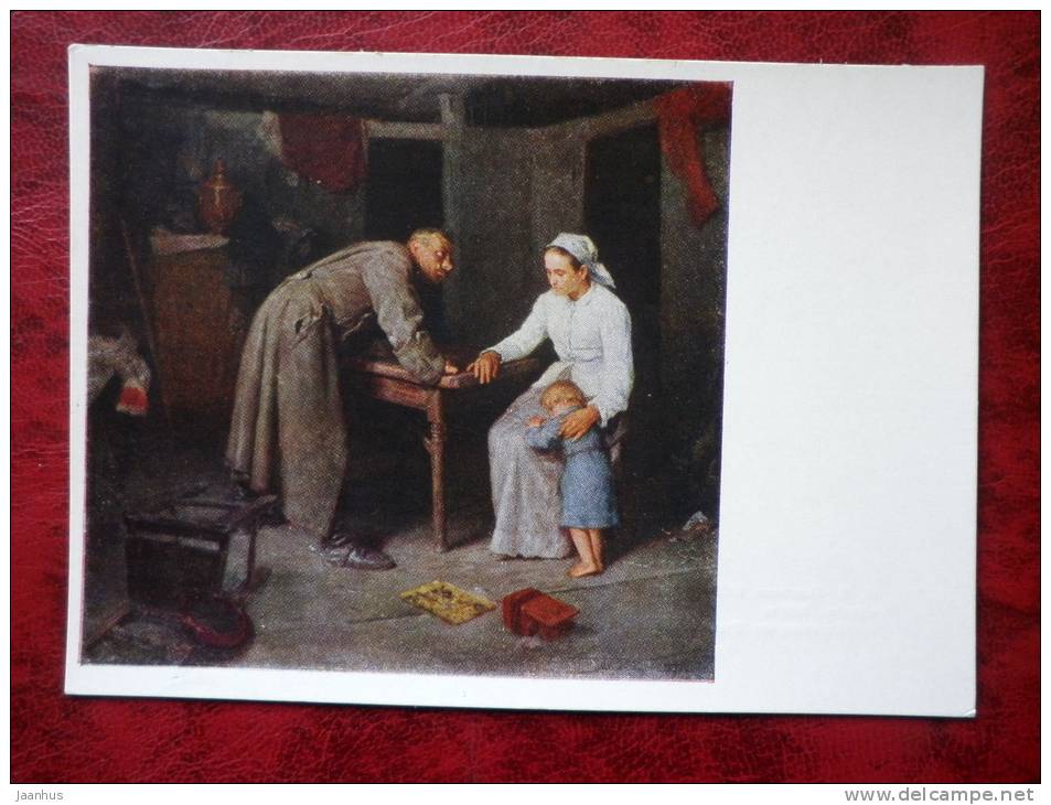 Painting by N. A. Kasatkin - who? , 1897 - soldier - russian art - unused - JH Postcards
