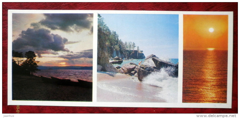 coast - sunset - on Lake Baikal - 1975 - Russia USSR - unused - JH Postcards