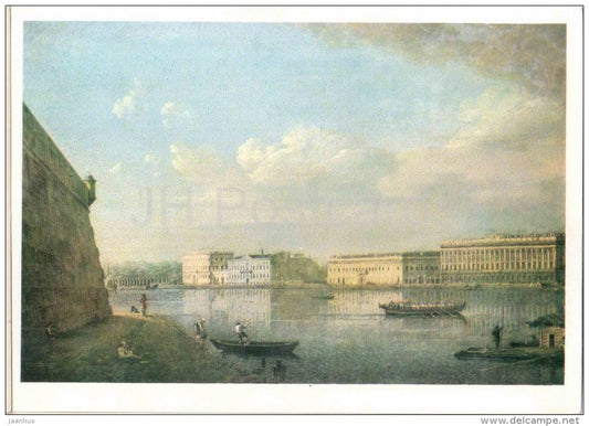 painting by F. Alekseyev - View of the Palace Embankment from the Peter and Paul Fortress , 1794 - russian art - unused - JH Postcards