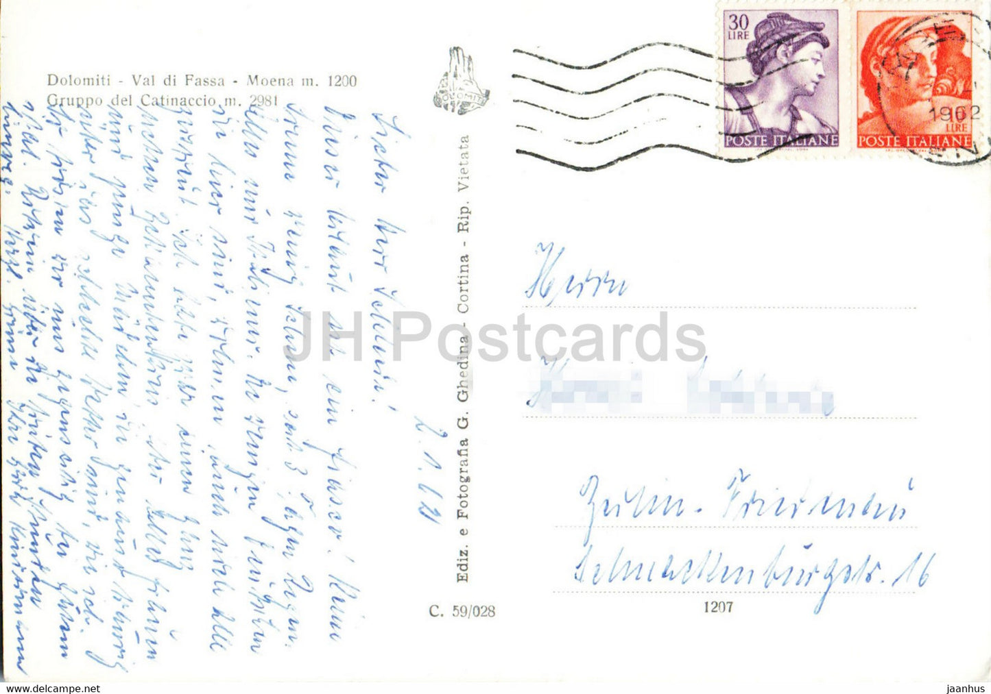 Val di Fassa - Moena 1200 m - Dolomiti - Gruppo del Catinaccio - 1962 - Italy - used