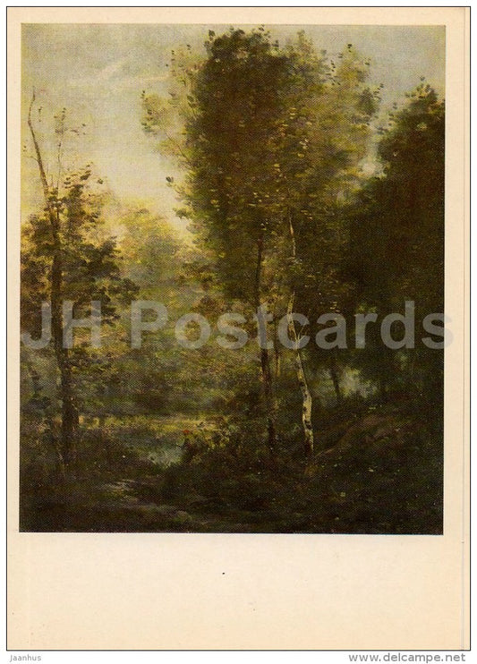 painting by Camille Corot - Etang dans la foret , 1860 - French art - 1975 - Russia USSR - unused - JH Postcards