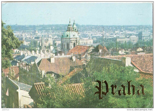St. Nicholas Cathedral view from Golden Well - Praha - Prague - Czechoslovakia - Czech - used 1976 - JH Postcards