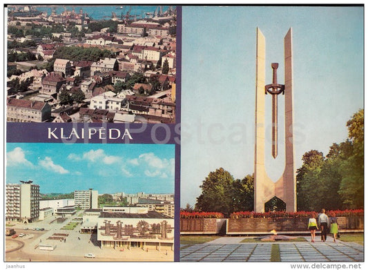 panorama - Taikos avenue - monument to Soviet soldiers - Klaipeda - 1981 - Lithuania USSR - unused - JH Postcards
