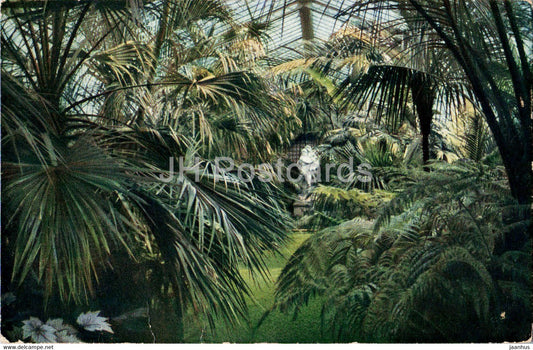 Frankfurt a M - Palmengarten - Neues Palmenhaus mit Perseus Gruppe - old postcard - 1912 - Germany - used - JH Postcards