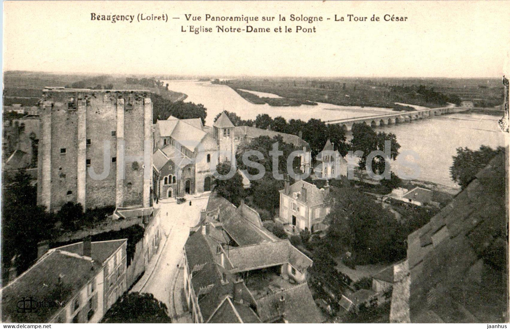 Beaugency - Vue Panoramique sur la Sologne - La Tour de Cesar - L'Eglise Notre Dame - old postcard - France - unused - JH Postcards