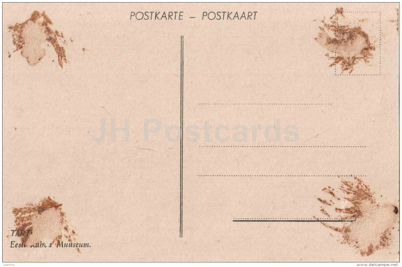The Estonian National Museum - Tartu - on thin paper - old postcard - Estonia - unused - JH Postcards