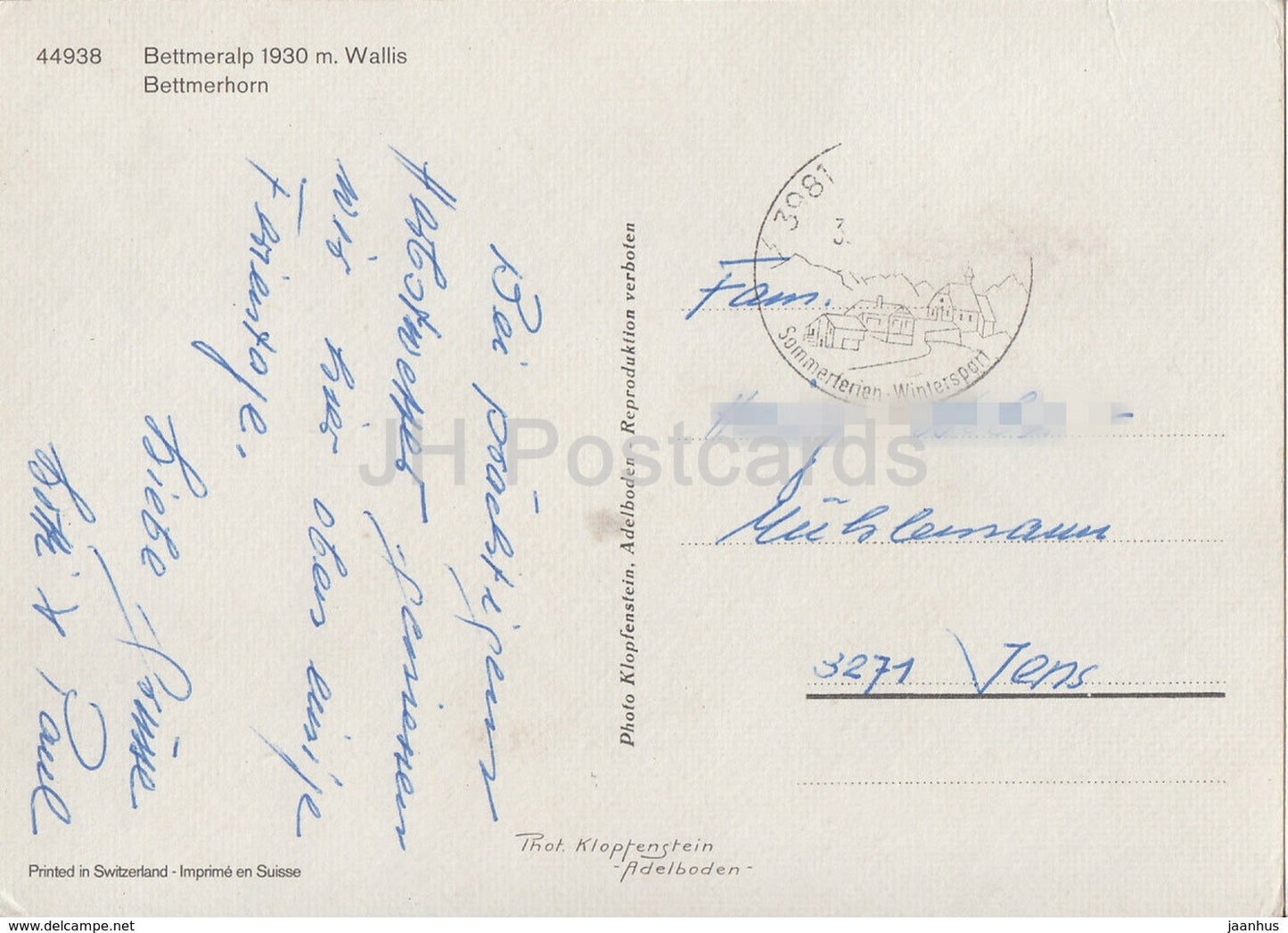 Bettmeralp 1930 - Wallis - Bettmerhorn - 44938 - Switzerland - used