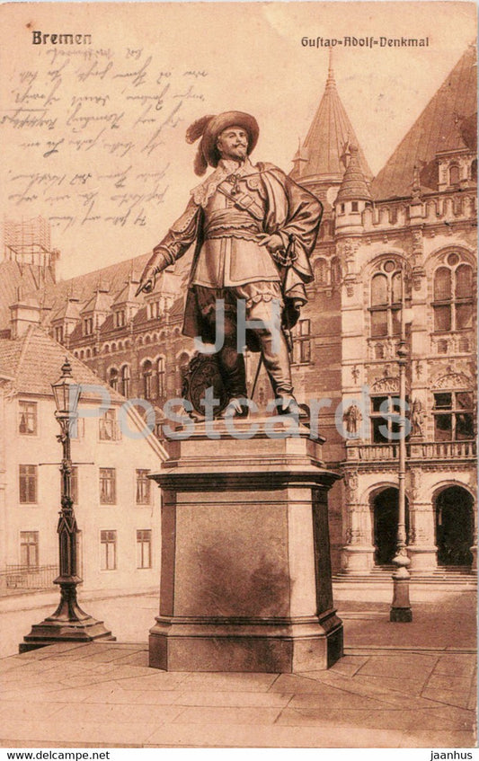Bremen - Gustav Adolf Denkmal - monument - old postcard - 1909 - Germany - used - JH Postcards