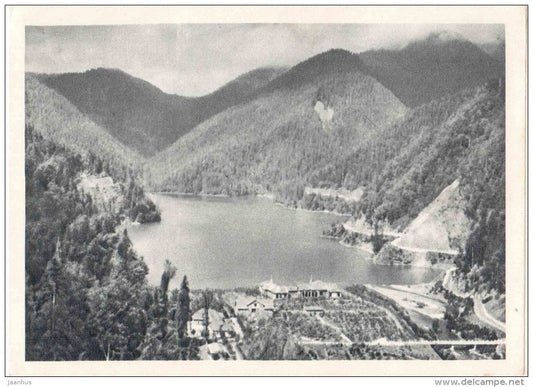 at the mouth of the river Lashipse - Lake Ritsa - Abkhazia - Caucasus - 1955 - Georgia USSR - unused - JH Postcards