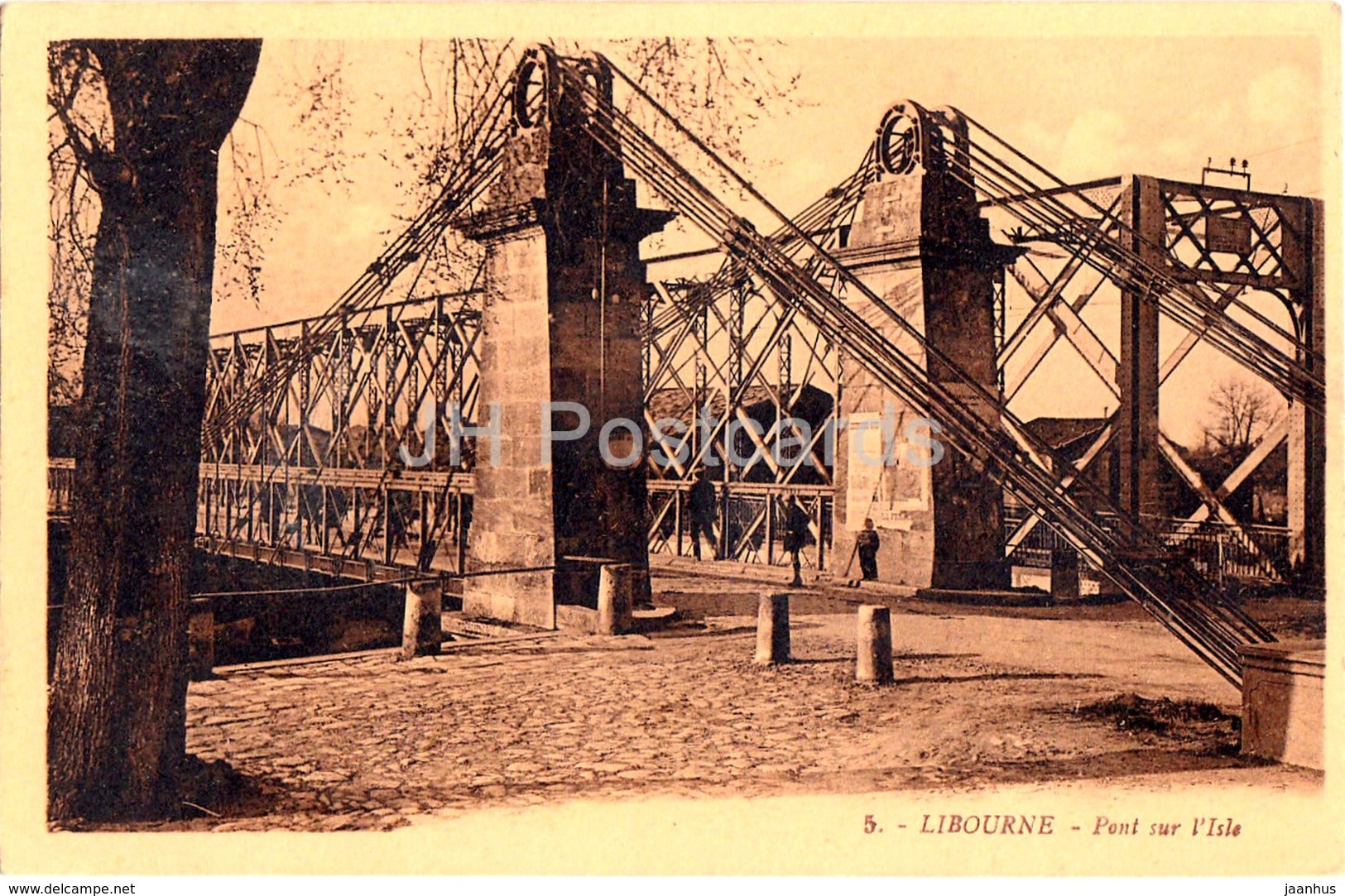 Libourne - Pont Sur l'Isle - bridge - 5 - 1939 - old postcard - France - used - JH Postcards