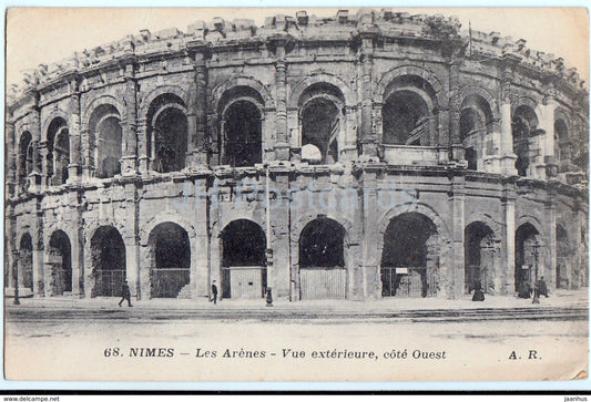 Nimes - Les Arenes - Vue exterieure - cote Ouest - 68 - old postcard - France - unused - JH Postcards
