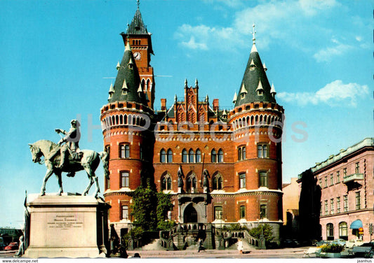 Helsingborg - Radhuset - town hall - monument - horse - 8/10 - Sweden - unused - JH Postcards