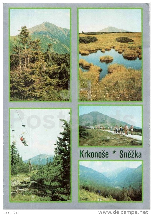 Krkonose - Snezka mountain - cable car - Czechoslovakia - Czech - used 1980 - JH Postcards