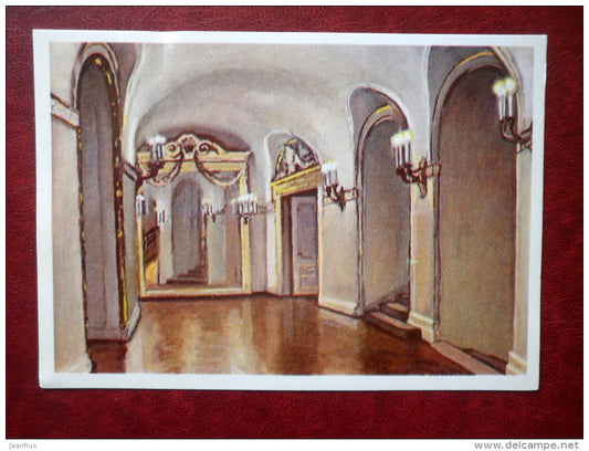 painting by A. Tsesevich , Round corridor - Bolshoi Theatre, Moscow - russian art - unused - JH Postcards
