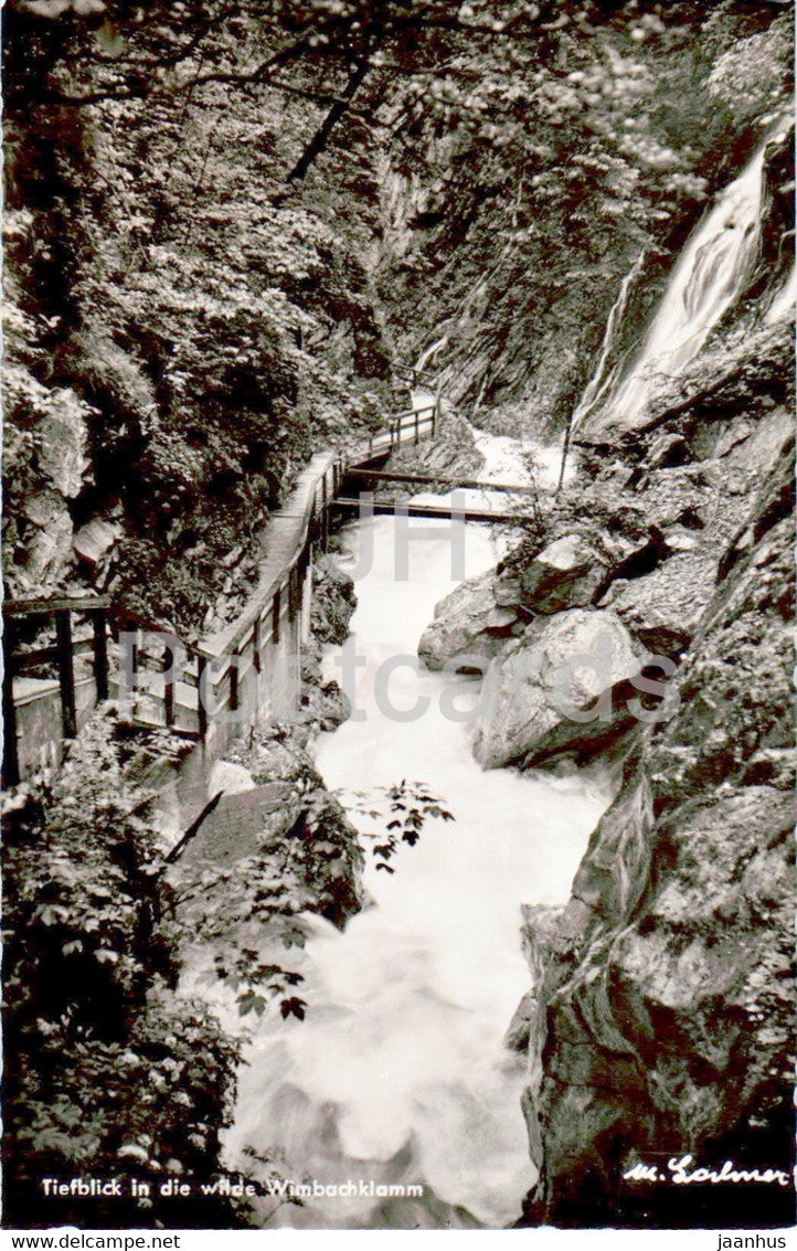 Tiefblick in die wilde Wimbachklamm - old postcard - Germany - unused - JH Postcards