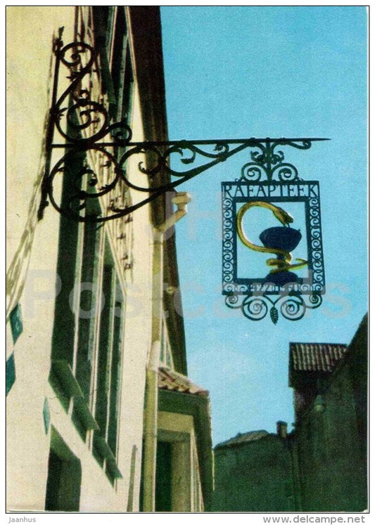 Singboard of the Town Hall Chemist´s Shop - drugstore - pharmacy - Tallinn - 1968 - Estonia USSR - unused - JH Postcards