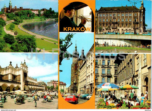Krakow - Wawel - Ulica Basztowa - Rynek Glowny - Sukiennice - Main Square - Cloth Hall - multiview - Poland - unused - JH Postcards