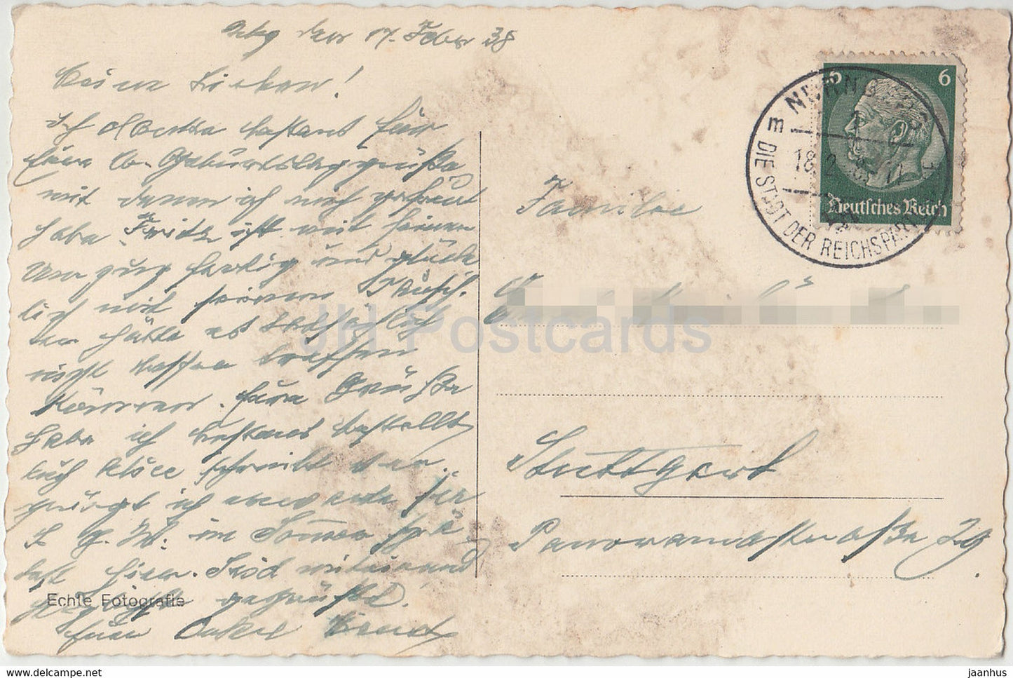 Nürnberg - Burg von der Westseite - alte Postkarte - 1938 - Deutschland - gebraucht