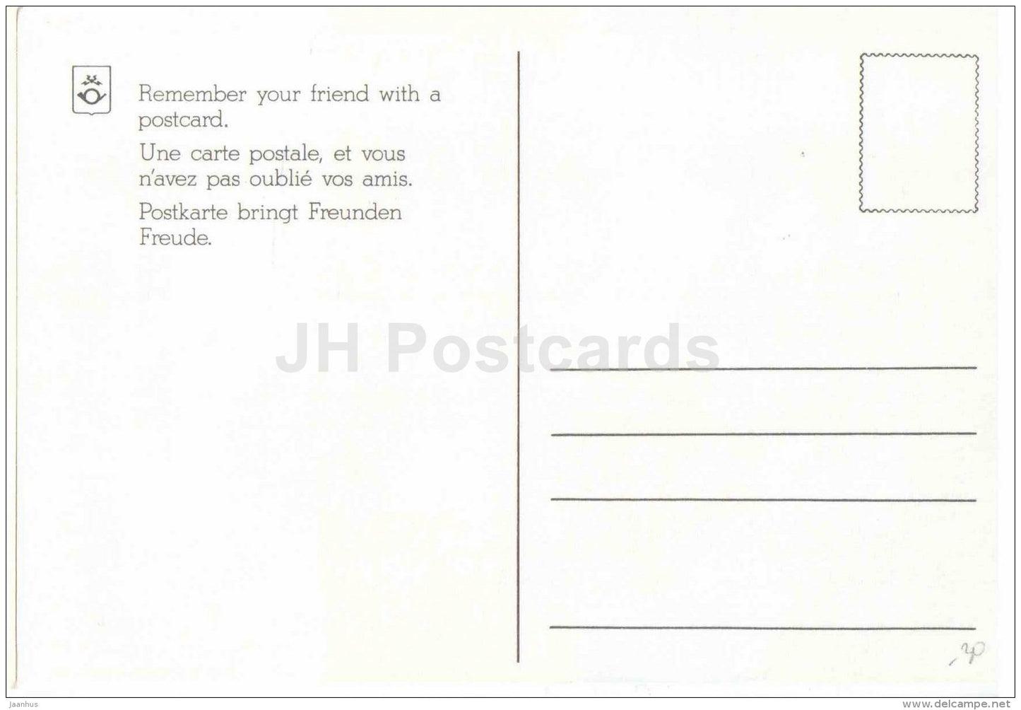 illustration by J. Koivunen - Remember Your Friend With A Postcard - horse - boy - mail - Finland - unused - JH Postcards