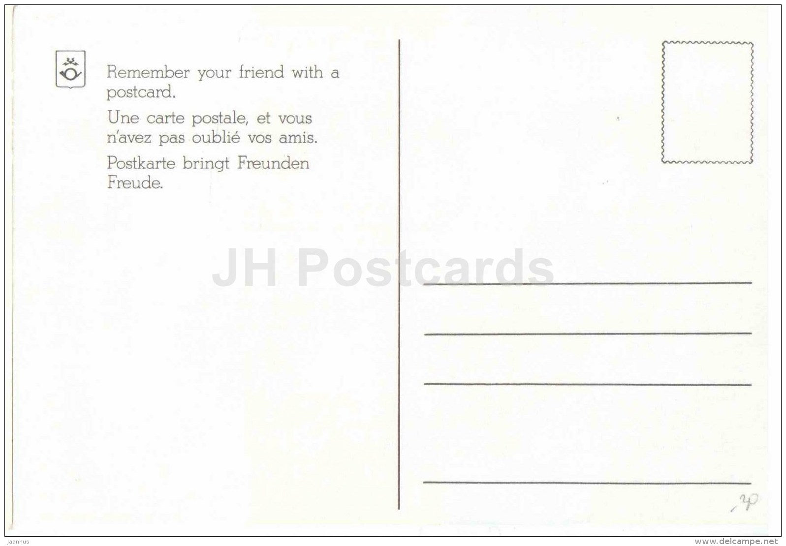 illustration by J. Koivunen - Remember Your Friend With A Postcard - horse - boy - mail - Finland - unused - JH Postcards