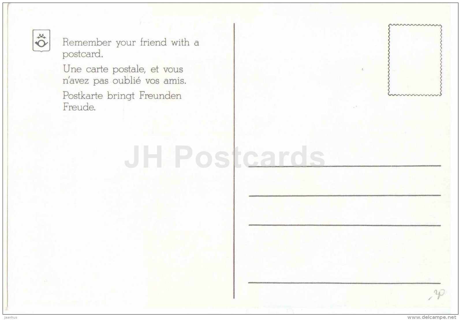 illustration by J. Koivunen - Remember Your Friend With A Postcard - horse - boy - mail - Finland - unused - JH Postcards