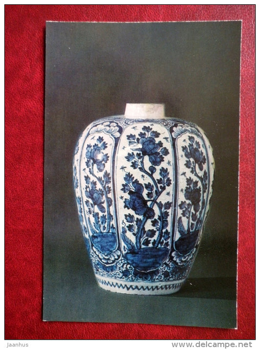 Vase with flowering shrubs by Lambertus van Eenhoorn - Faience - Delftware - 1974 - Russia USSR - unused - JH Postcards