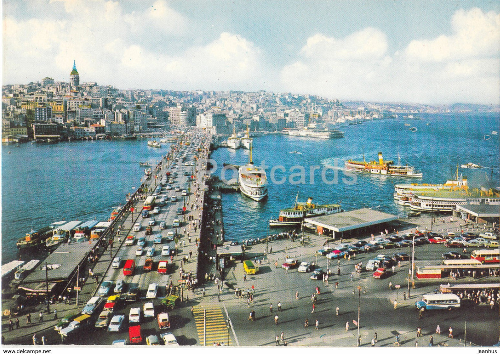 Istanbul - Galata - ship - car - Turkey - unused - JH Postcards