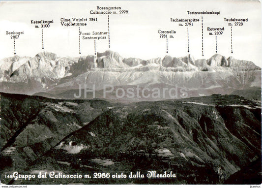 Gruppo del Catinaccio 2986 m visto dalla Mendola - Italy - used - JH Postcards