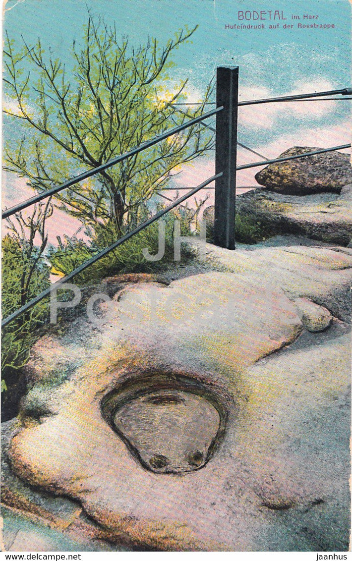 Bodetal im Harz - Hufeindruck auf der Rosstrappe - 26 - old postcard - Germany - unused - JH Postcards