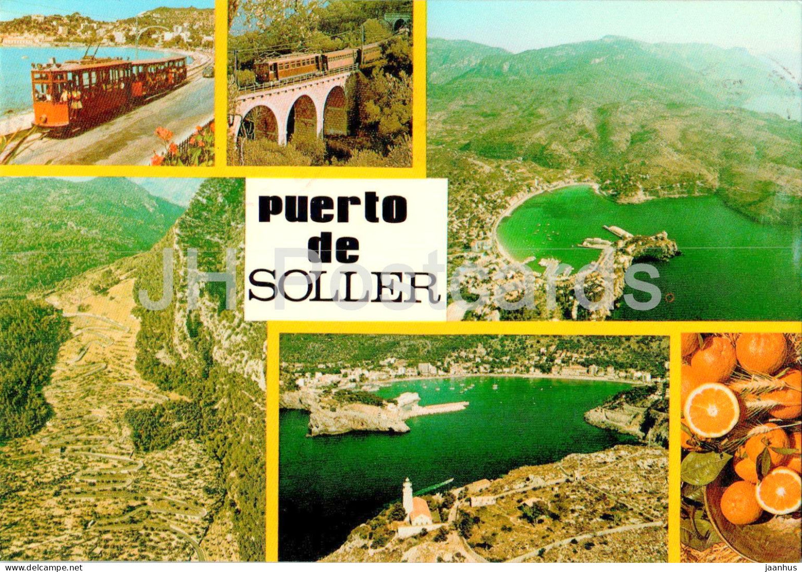 Puerto de Soller  - Mallorca - tram - train - railway - multiview - 3535 - Spain - used - JH Postcards