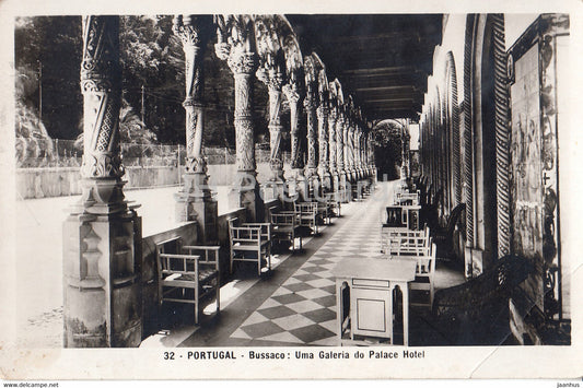 Bussaco - Uma Galeria do Palace Hotel - 32 - old postcard - Portugal - unused - JH Postcards