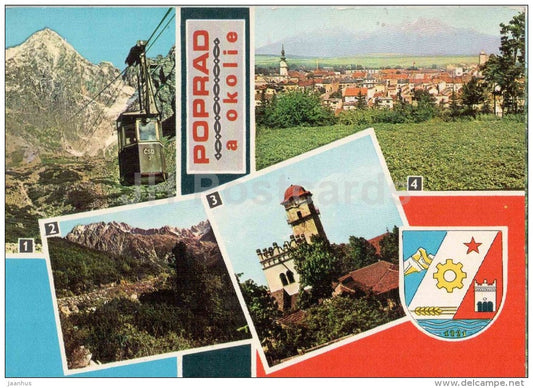 Poprad a okolie - Lomnicky Peak - Kezmarok - surroundings - cable car - Czechoslovakia - Slovakia - unused - JH Postcards