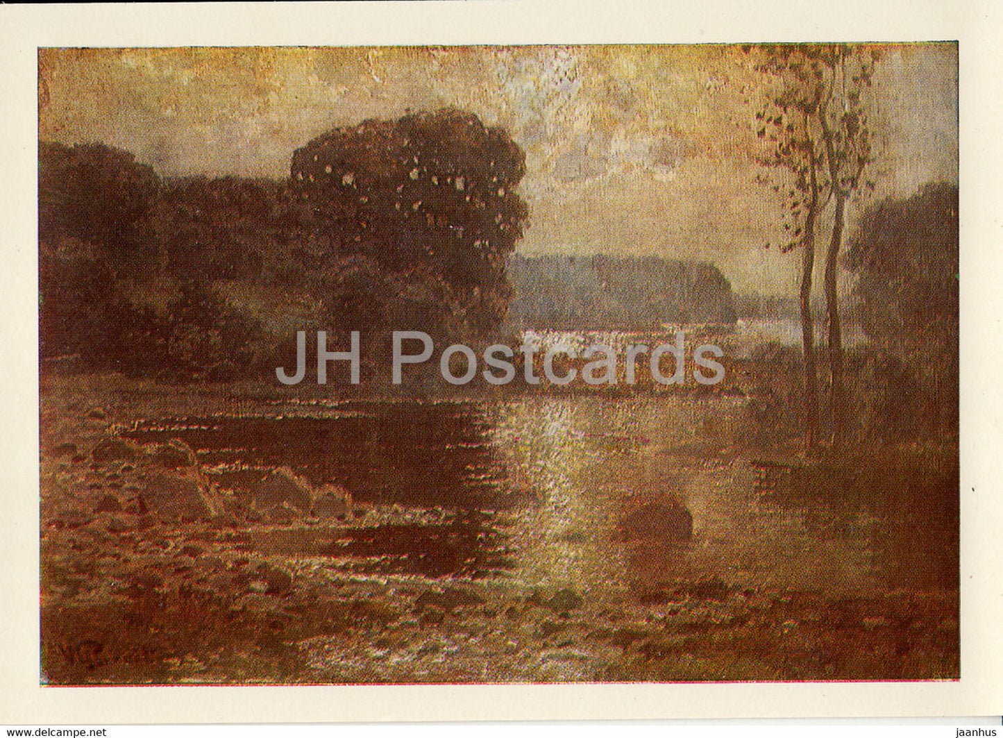painting by Vilhelms Purvitis - Inlet of the river of Gauja - Latvian art - Latvia USSR - unused - JH Postcards