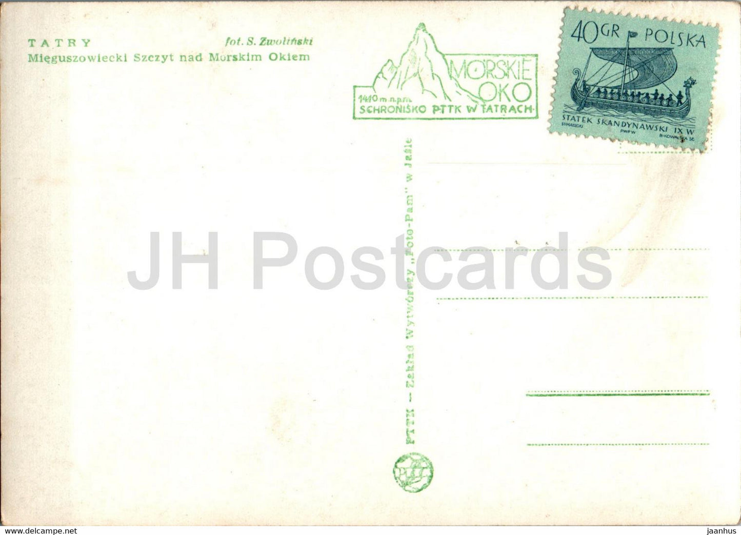 Tatry - Tatras - Mieguszowiecki Szczyt nad Morskim Okiem - old postcard - Poland - unused