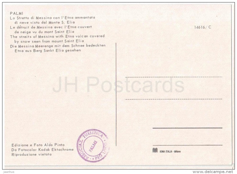 Lo Stretto di Messina con l´Etna ammantata - Palmi - Reggio Calabria - Calabria - 14616/C - Italia - Italy - unuse - JH Postcards