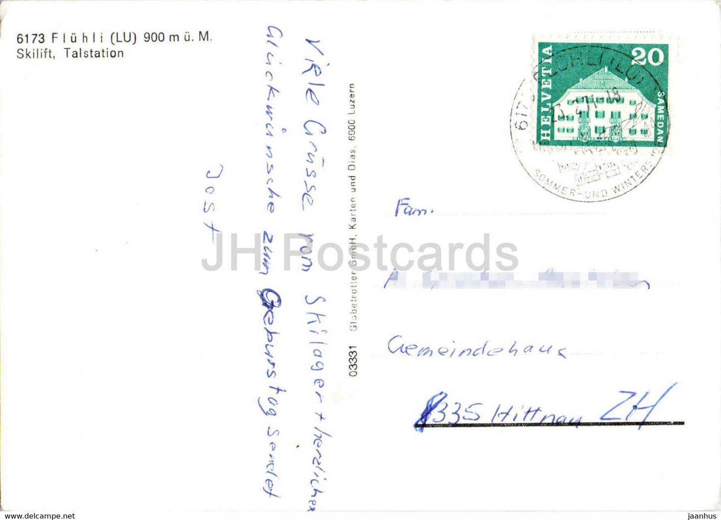 Fluhli 900 m - Skilift Talstation - 6173 - 1971 - Schweiz - gebraucht
