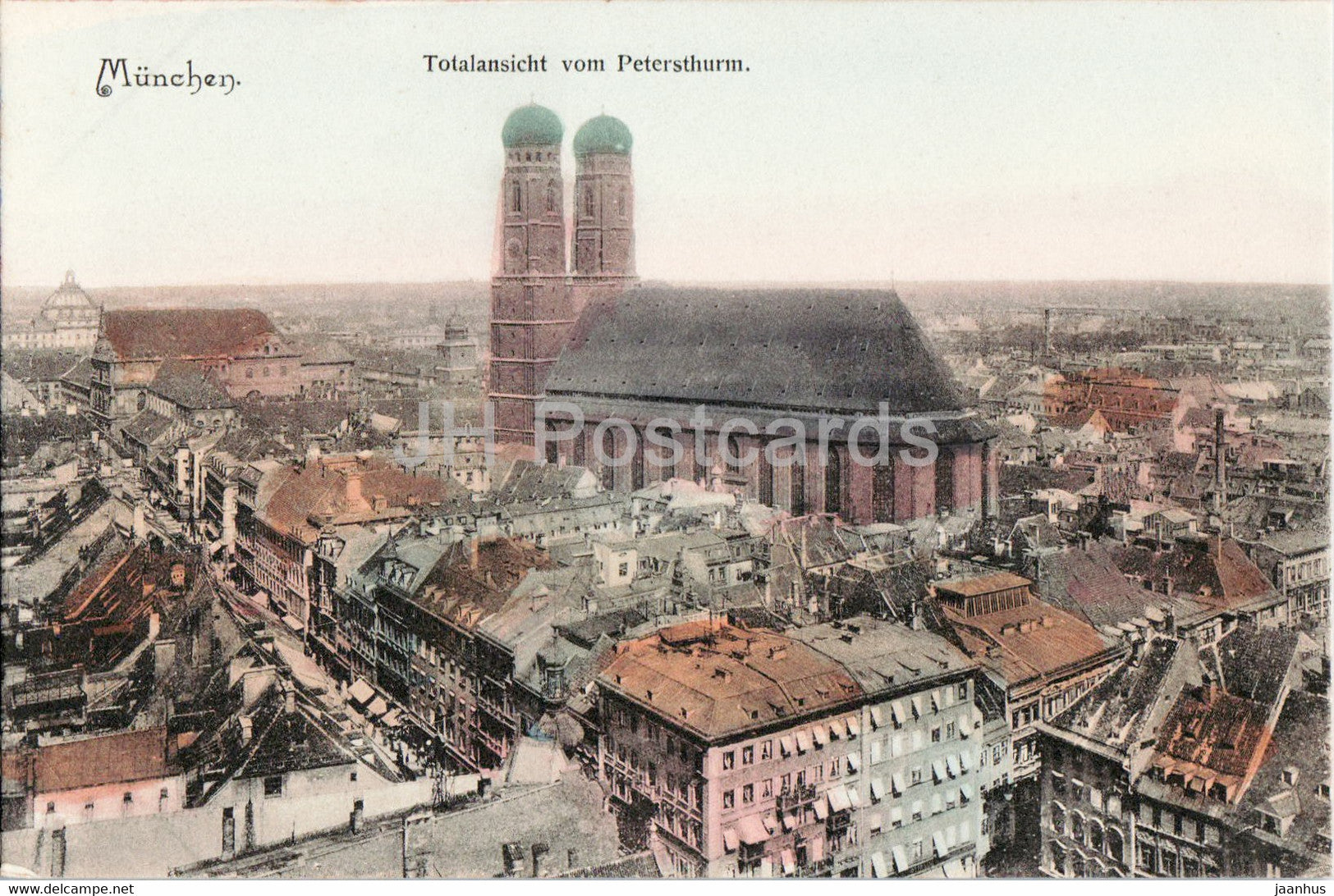 Munchen - Munich - Totalansicht vom Petersthurm - 110 - old postcard - Germany - unused - JH Postcards