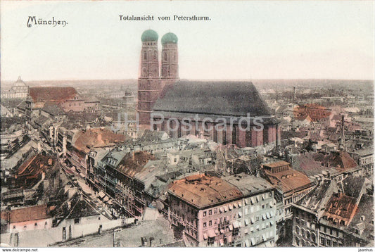 Munchen - Munich - Totalansicht vom Petersthurm - 110 - old postcard - Germany - unused - JH Postcards