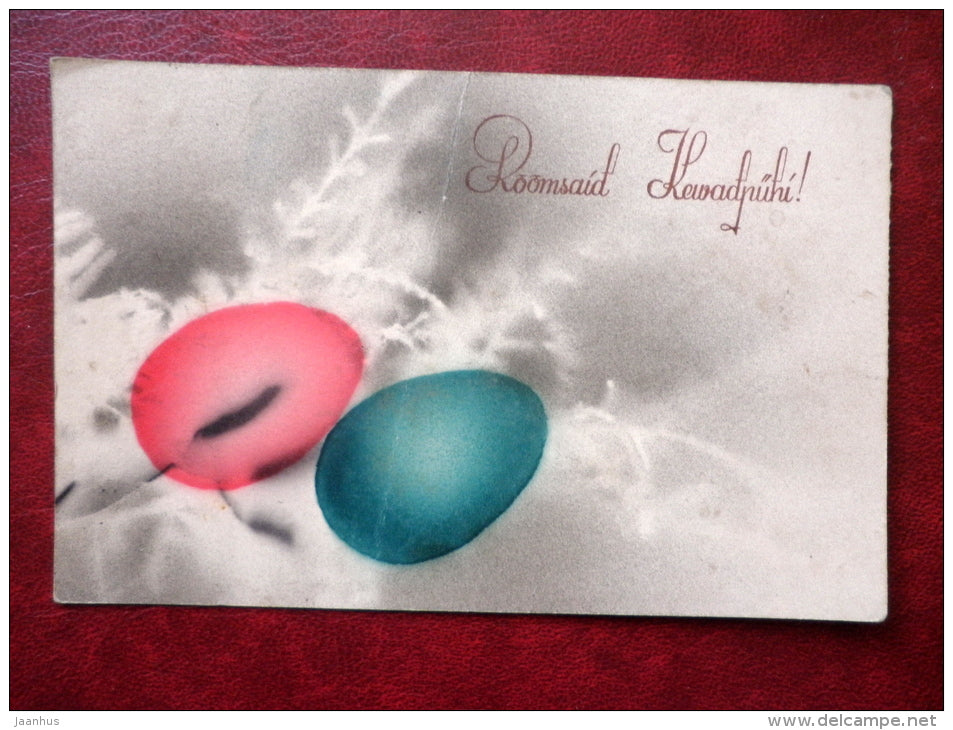 Easter Greeting Card - eggs - circulated in 1934 - Estonia - used - JH Postcards